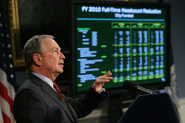 Mayor Bloomberg, in the middle of his bummer of a budget slideshow